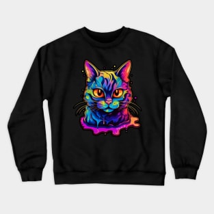 Colorful melting Cat with UV color designe #1 by Farbrausch Art 2023. Crewneck Sweatshirt